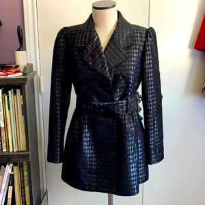 Candies Britney Spears black shiny fitted light trench coat medium